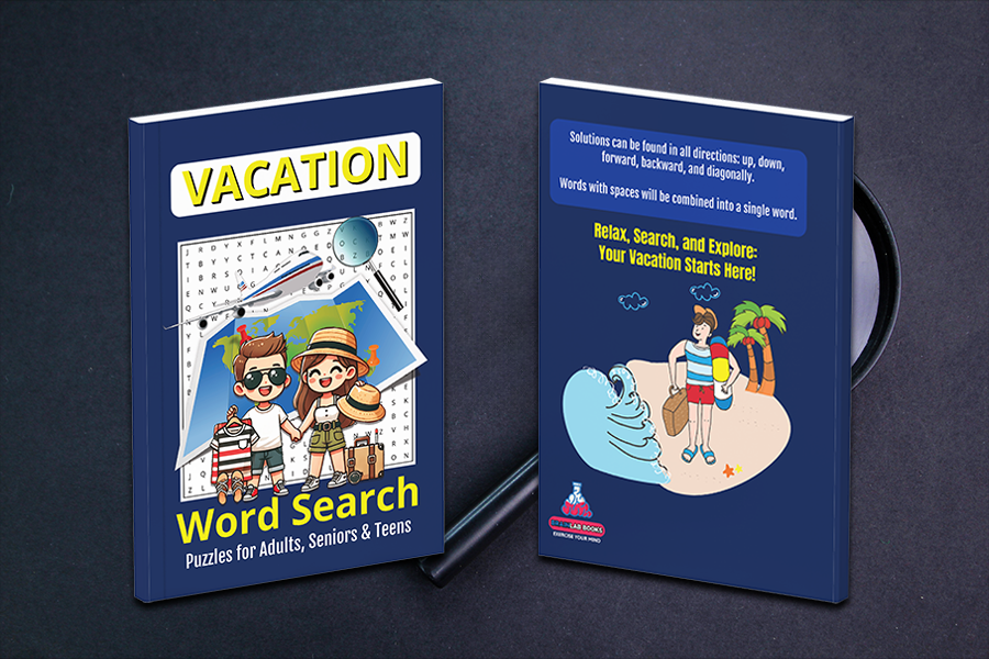 Vacation Word Search Puzzle Books for Adults, Seniors, and Teens.