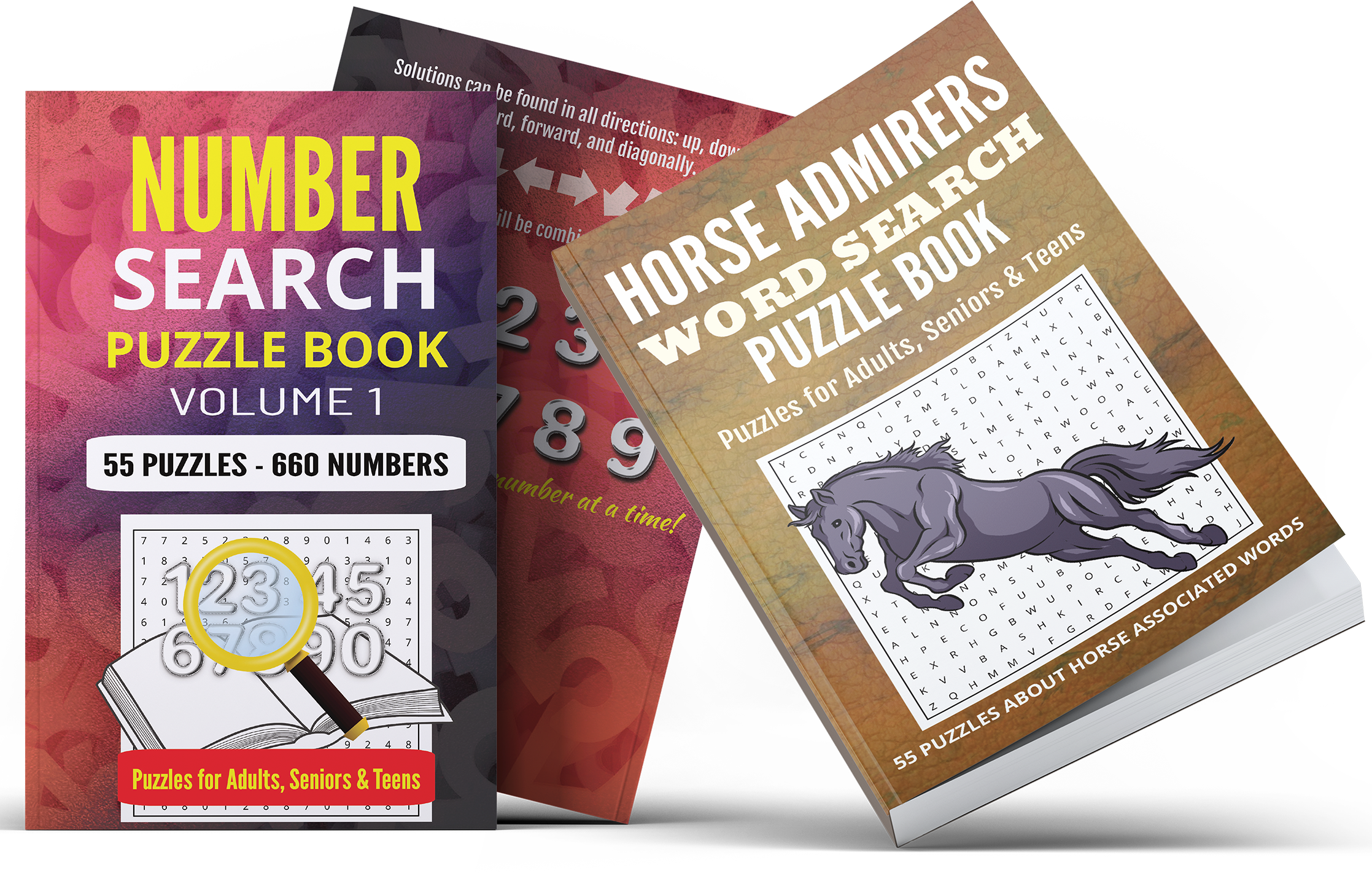 Word and Number Search Puzzle Book for Adults, Seniors, and Teens.